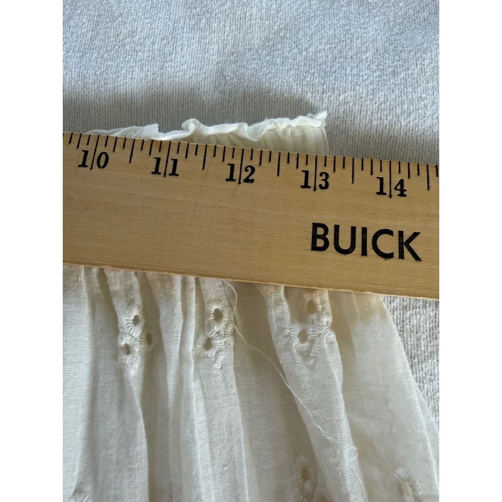 Liv Los Angeles Cream Eyelet Cotton Tiered Midi Skirt Small Boho Cottagecore - Picture 6 of 7